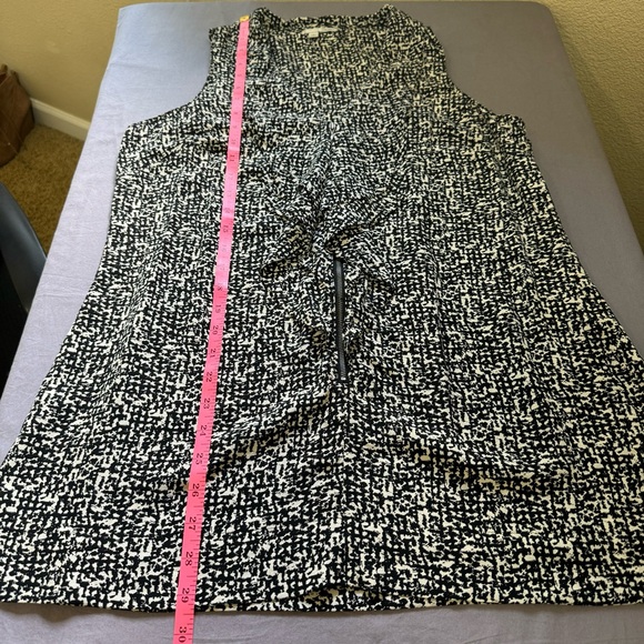 Halogen top women large 100% silk sleeveless zipper front ruffle vneck blouse - Picture 9 of 9